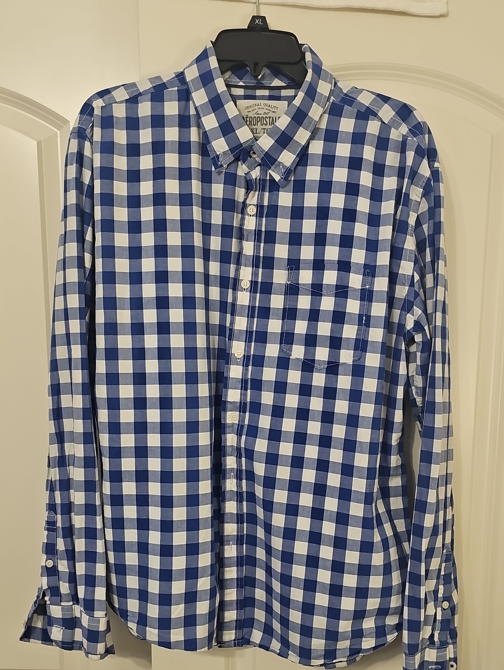 Aéropostale Blue White Gingham Button-Up Shirt XL